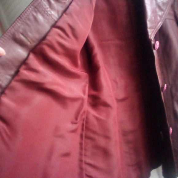 VINTAGE AGNER BELTED JACKET OXBLOOD SZ 10 - Picture 13 of 15